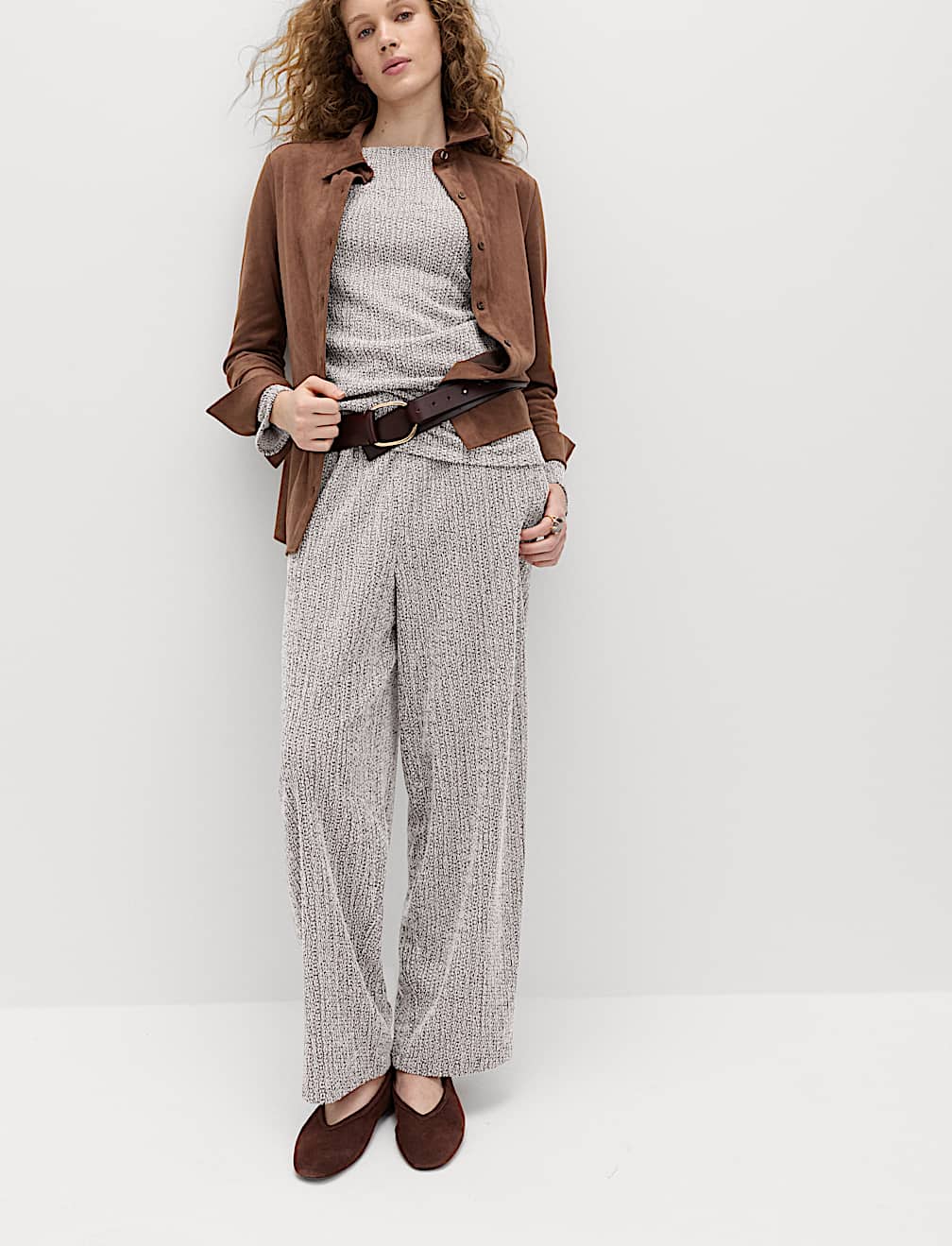 Jersey Textured Carrot Leg Ankle Grazer Trousers