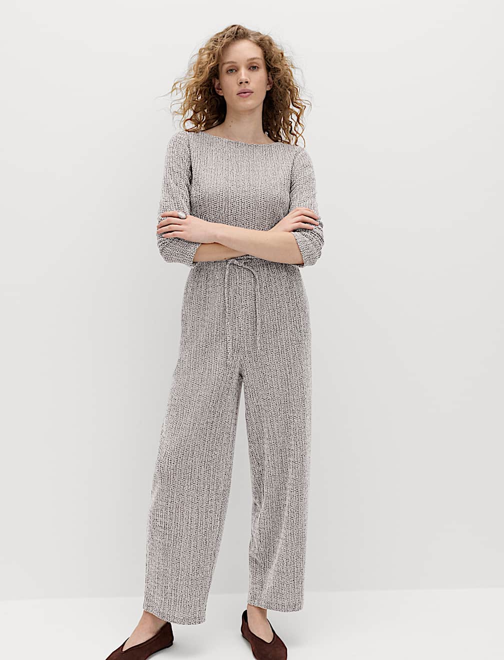 Jersey Textured Carrot Leg Ankle Grazer Trousers