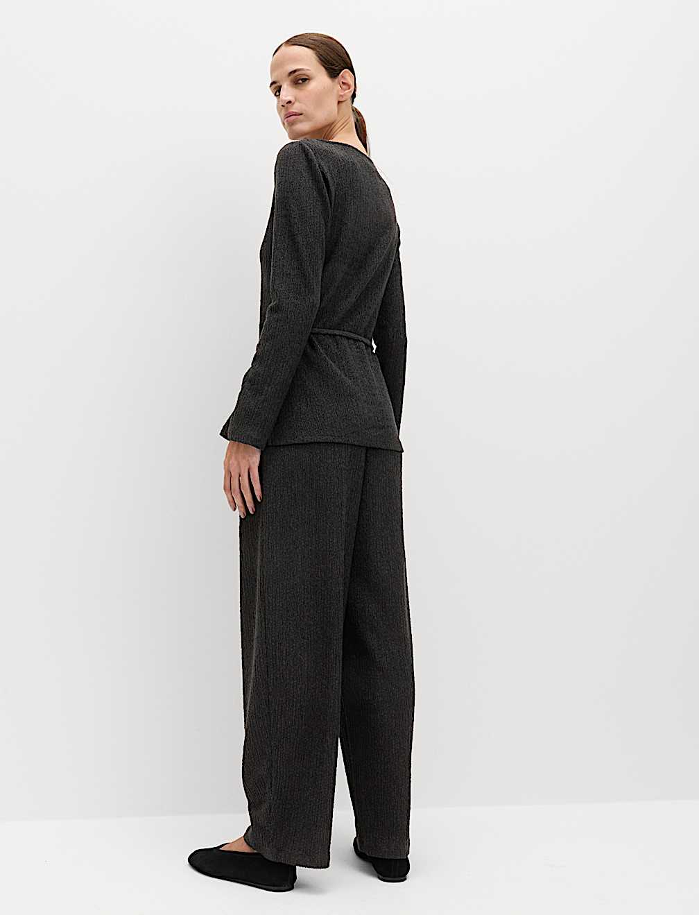 Jersey Textured Carrot Leg Ankle Grazer Trousers