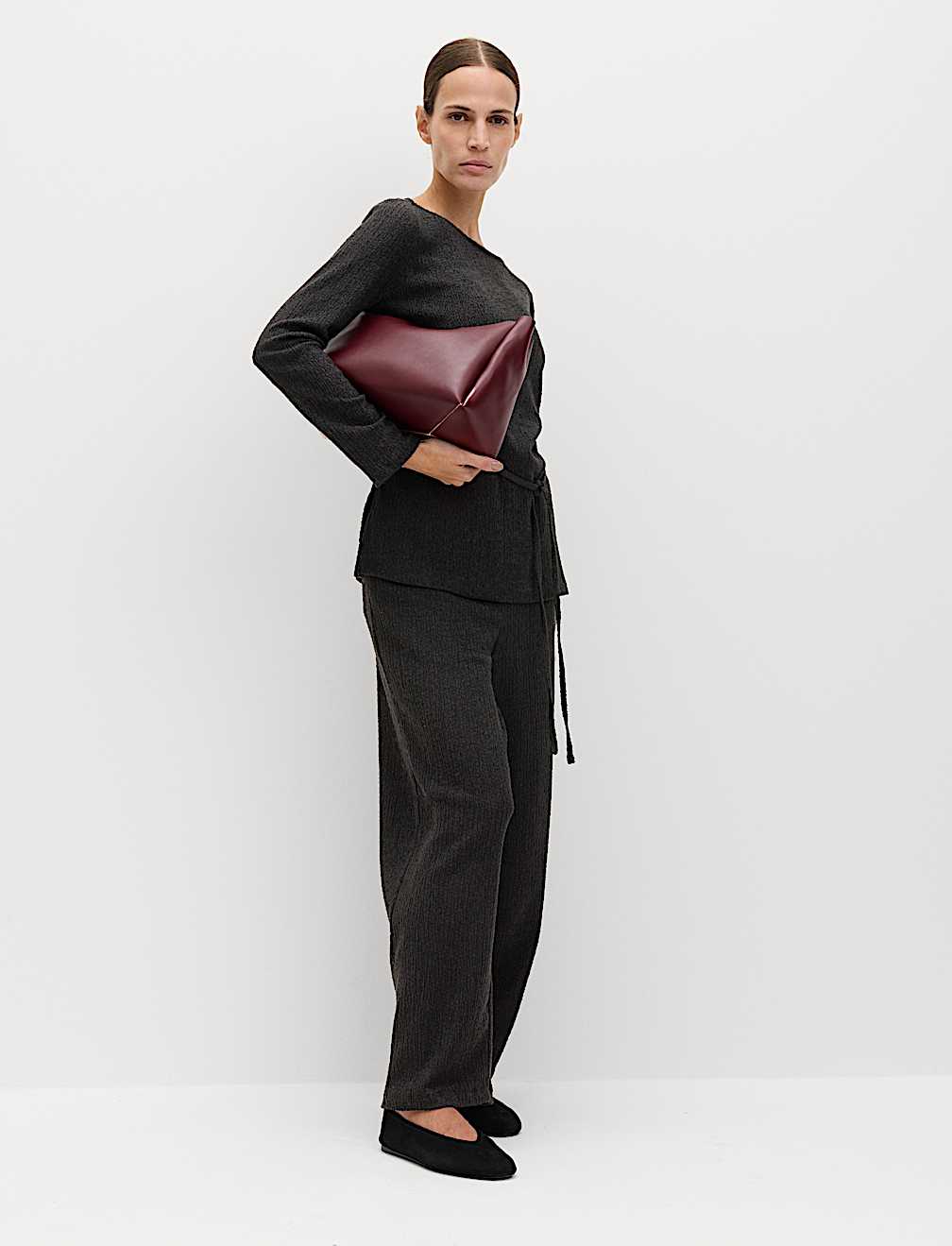 Jersey Textured Carrot Leg Ankle Grazer Trousers