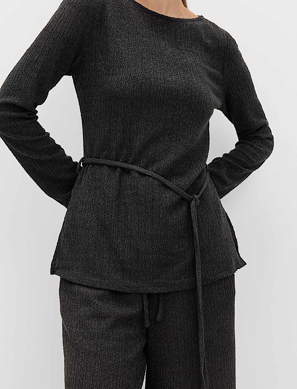 Jersey Textured Carrot Leg Ankle Grazer Trousers