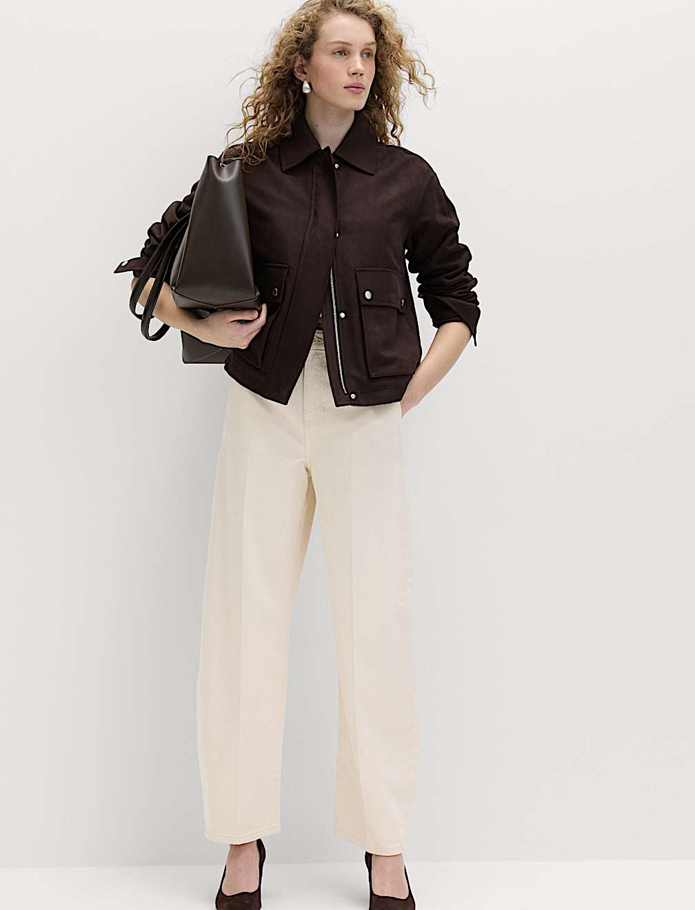 Pure Cotton Crease Front Barrel Leg Trousers