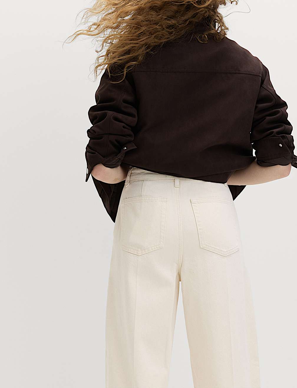 Pure Cotton Crease Front Barrel Leg Trousers