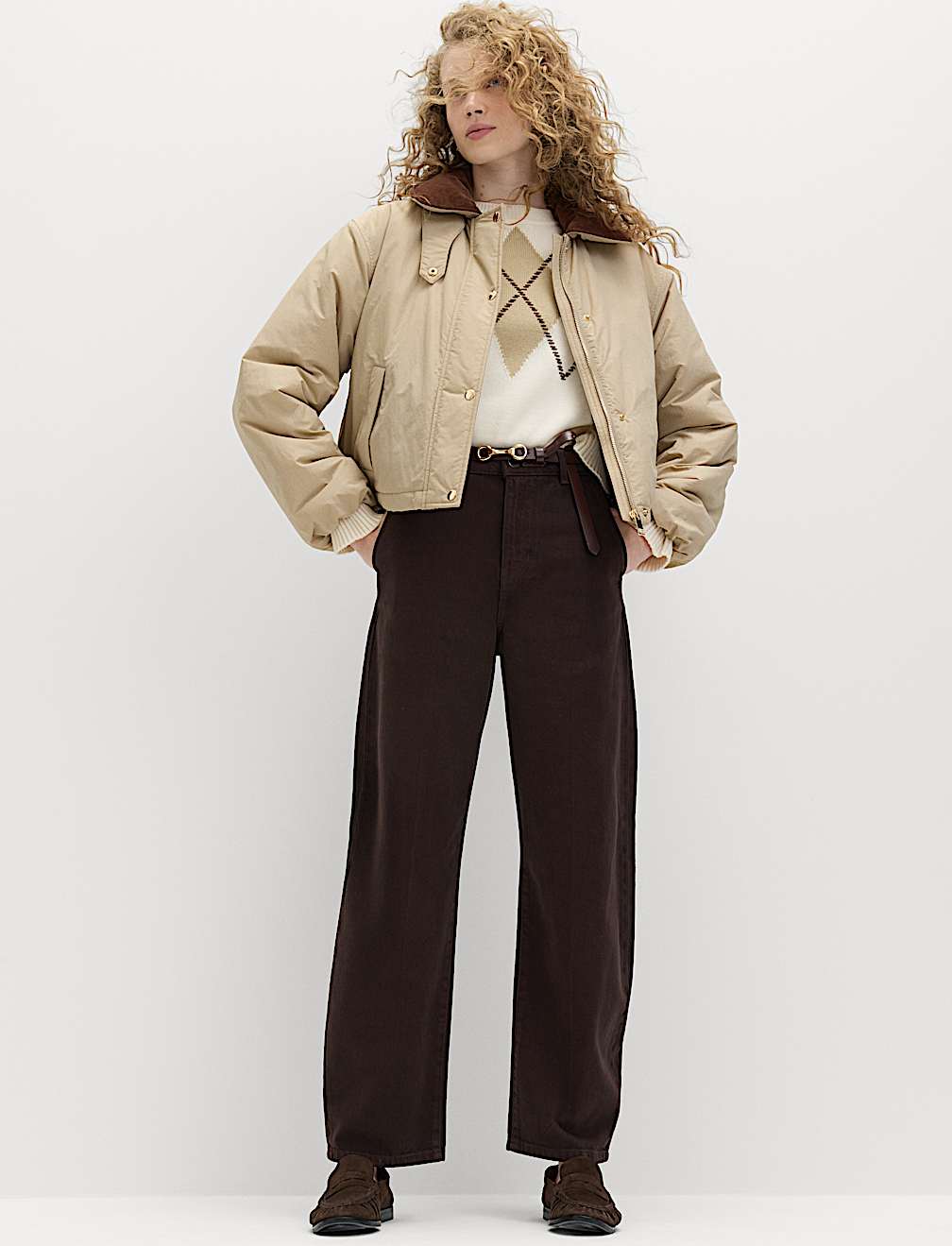 Pure Cotton Crease Front Barrel Leg Trousers