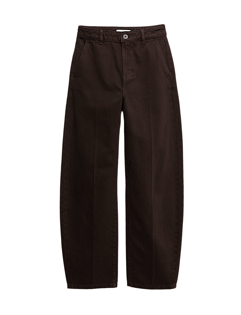 Pure Cotton Crease Front Barrel Leg Trousers