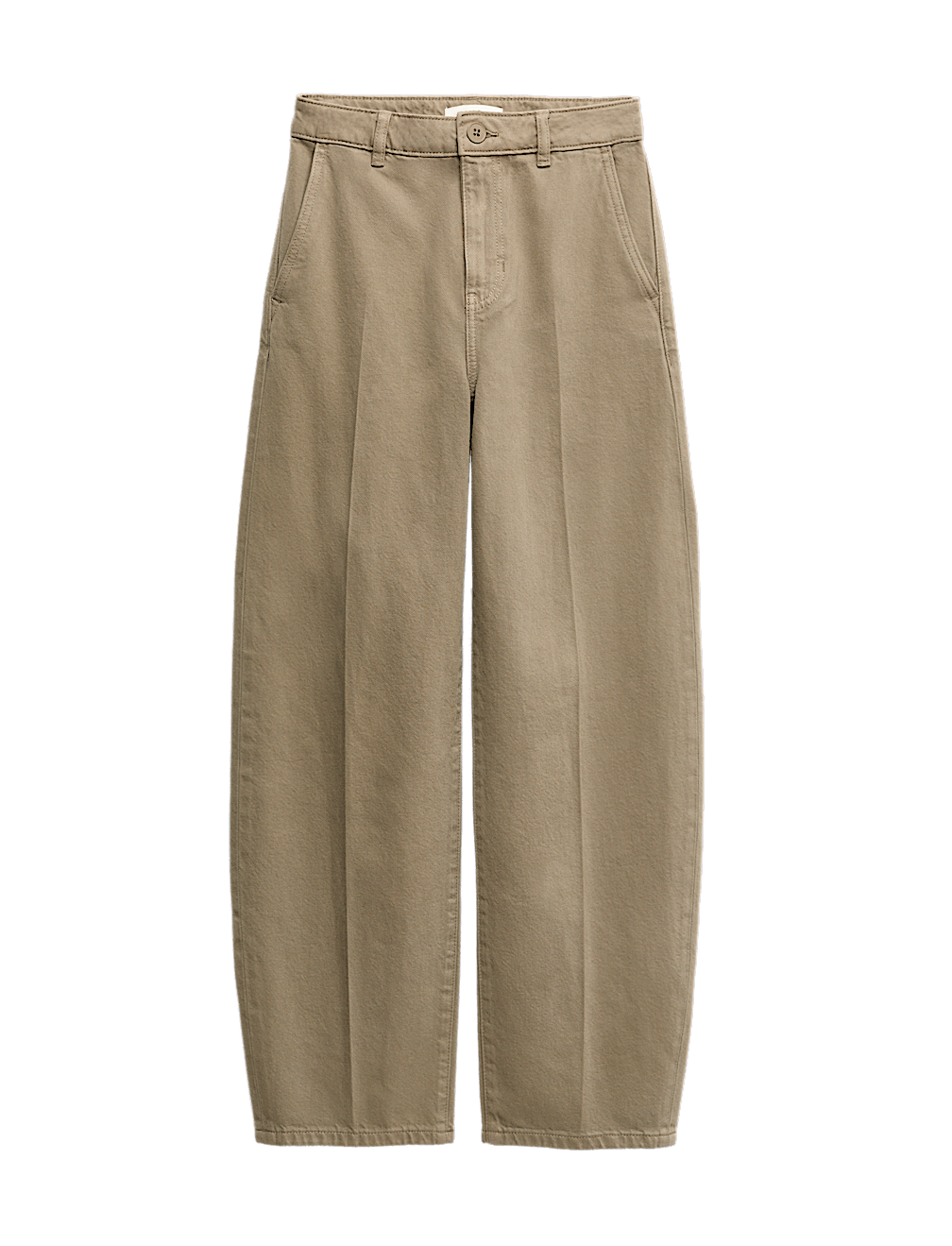 Pure Cotton Crease Front Barrel Leg Trousers