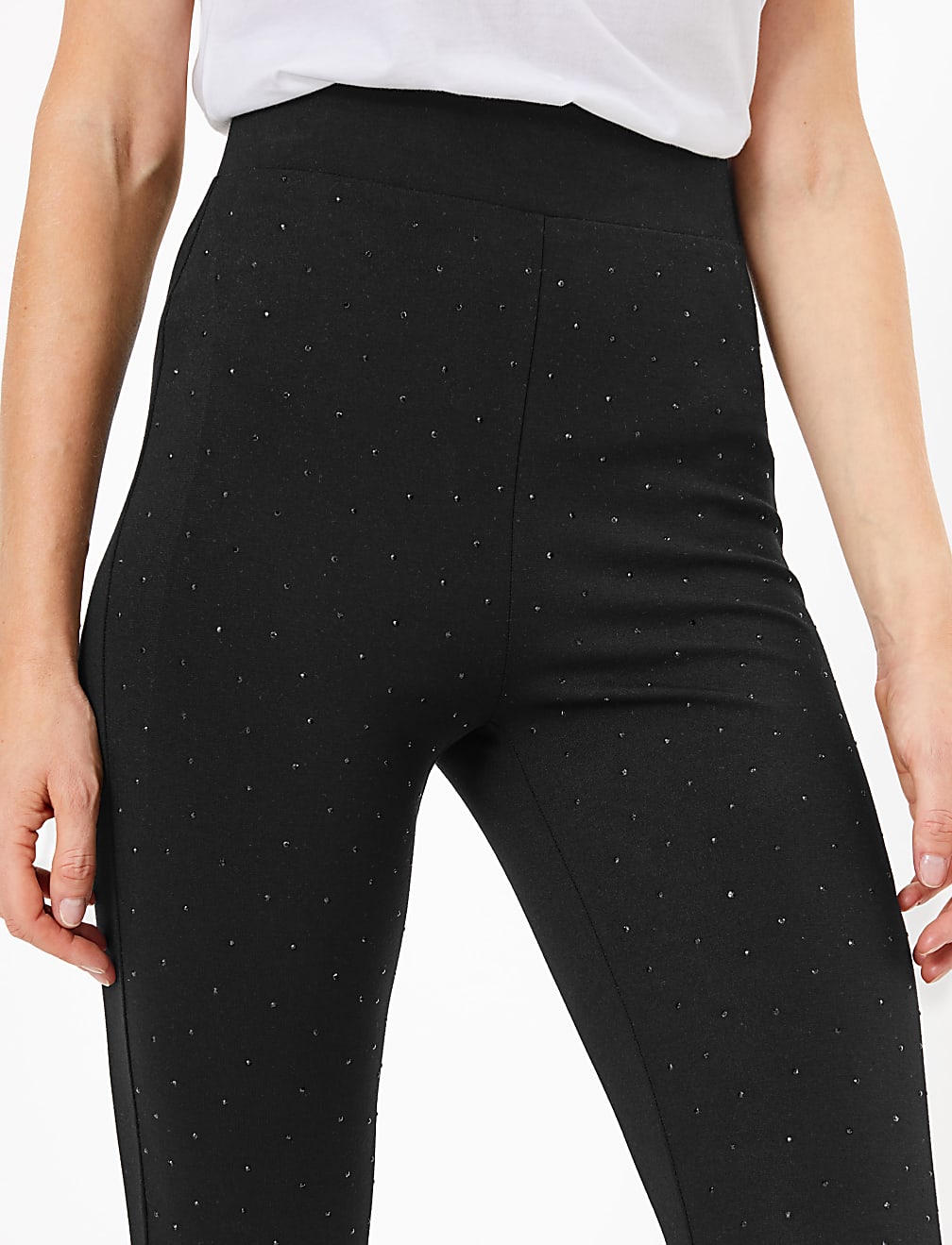 Diamanté Tapered Leg Ankle Grazer Leggings