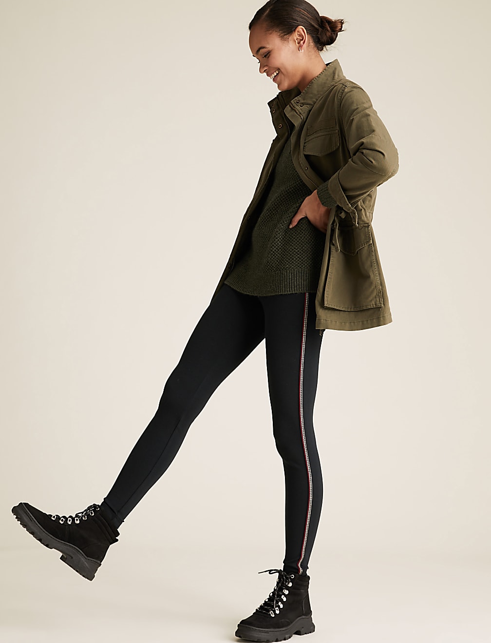 Jersey Side Stripe High Waisted Leggings