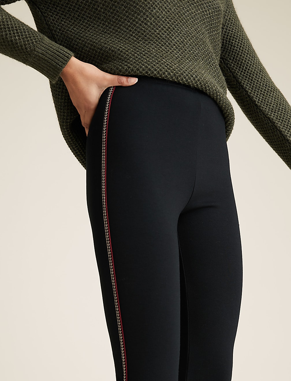 Jersey Side Stripe High Waisted Leggings