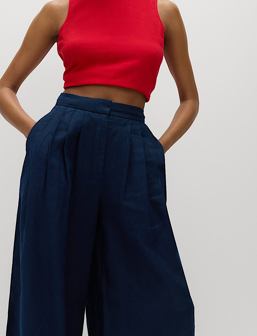 Pure Linen Wide Leg Trousers