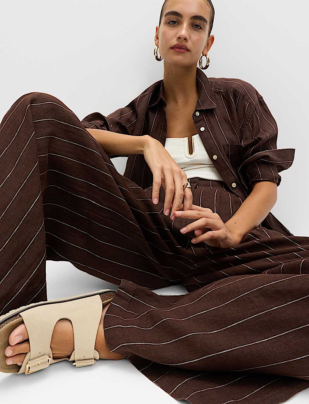 Pure Linen Wide Leg Trousers
