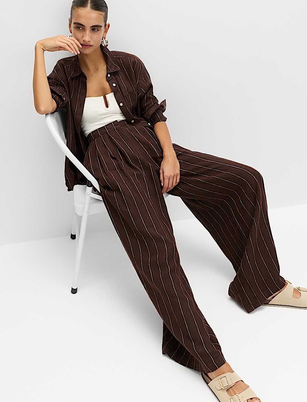Pure Linen Wide Leg Trousers