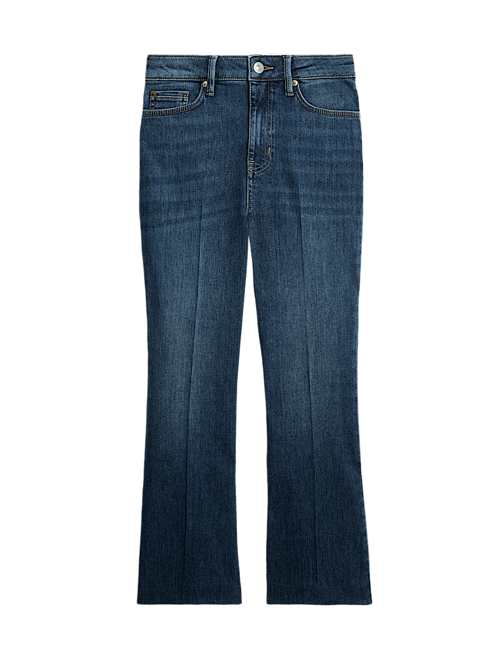 High Waisted Slim Flare Cropped Jeans