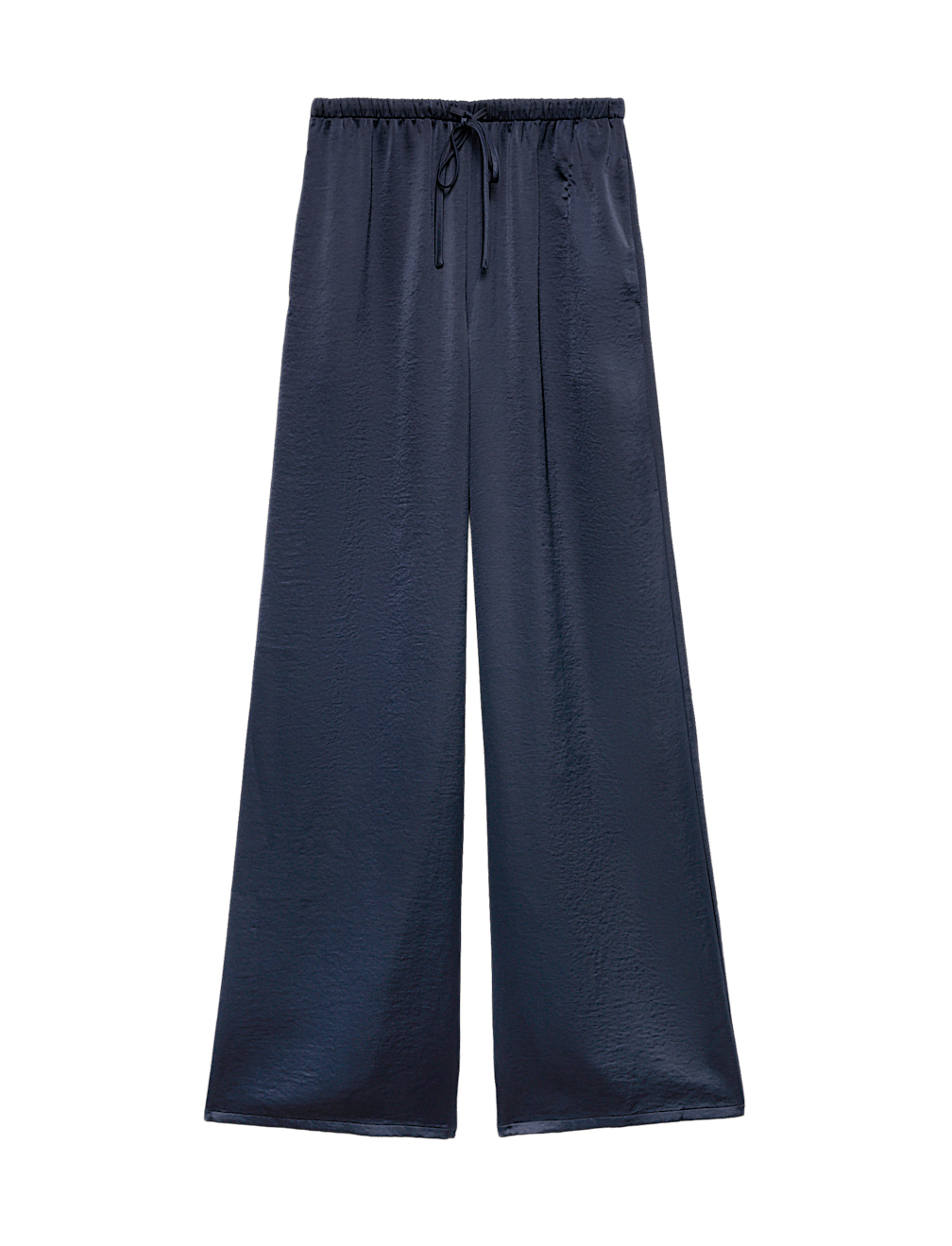 Satin Drawstring Wide Leg Trousers