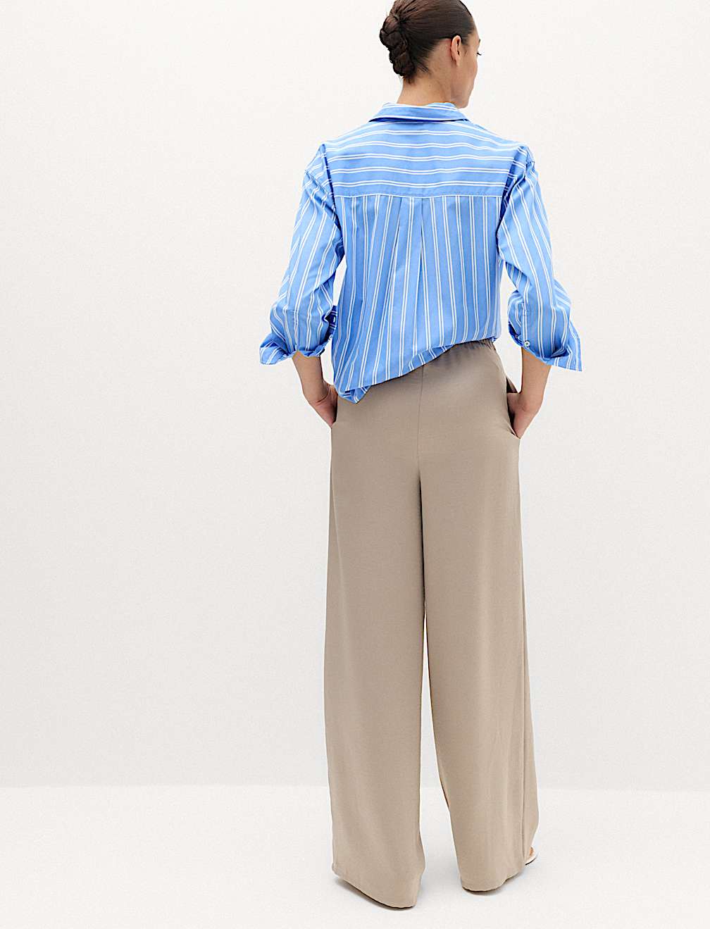 Satin Drawstring Wide Leg Trousers