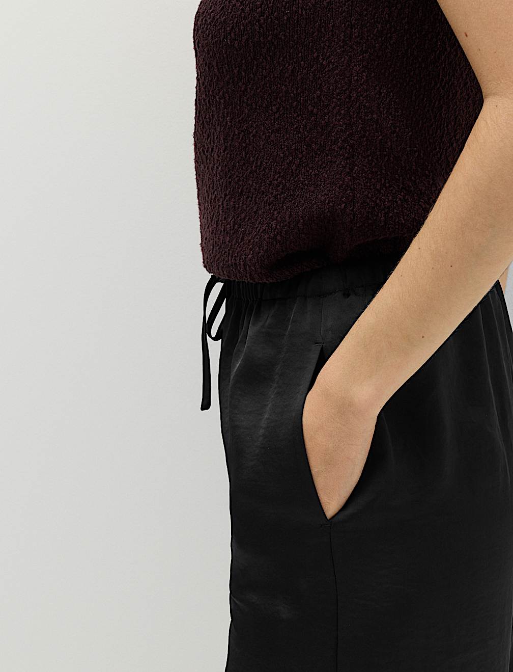 Satin Drawstring Wide Leg Trousers