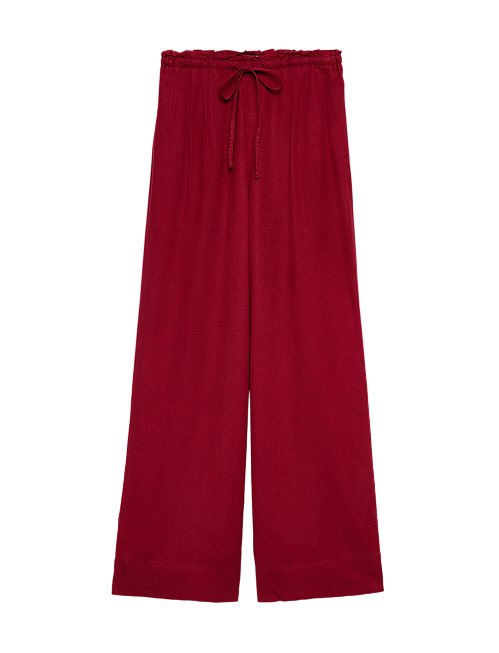 Linen Rich Drawstring Wide Leg Trousers
