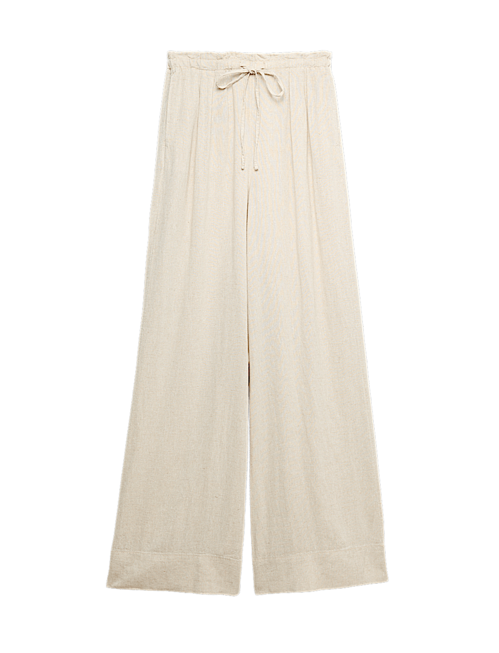 Linen Rich Drawstring Wide Leg Trousers