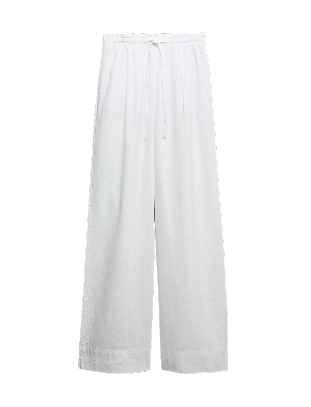 Linen Rich Drawstring Wide Leg Trousers