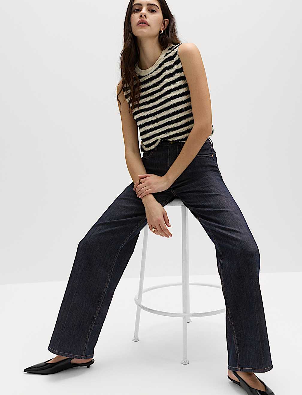 High Waisted Smart Wide Leg Jeans