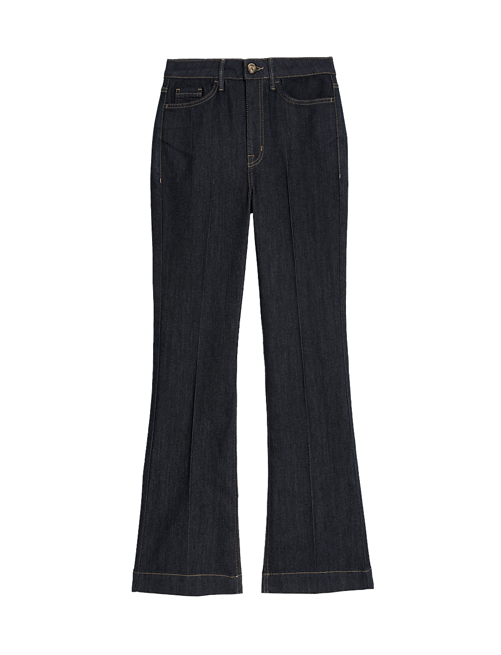 High Waisted Crease Front Flared Jeans