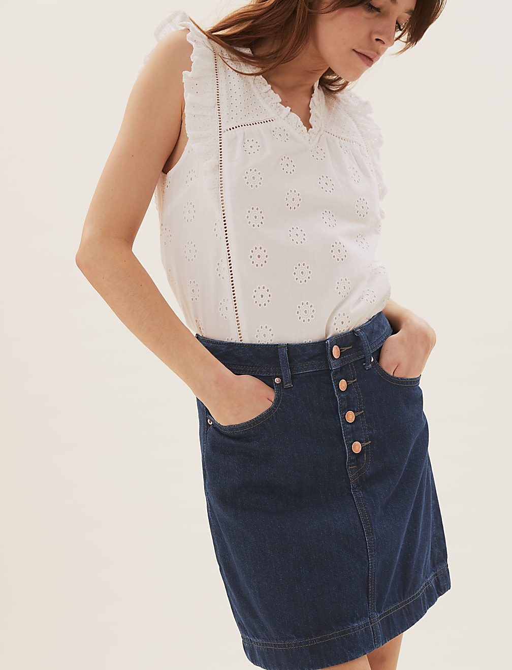 Pure Cotton Plain Regular Fit Skirt