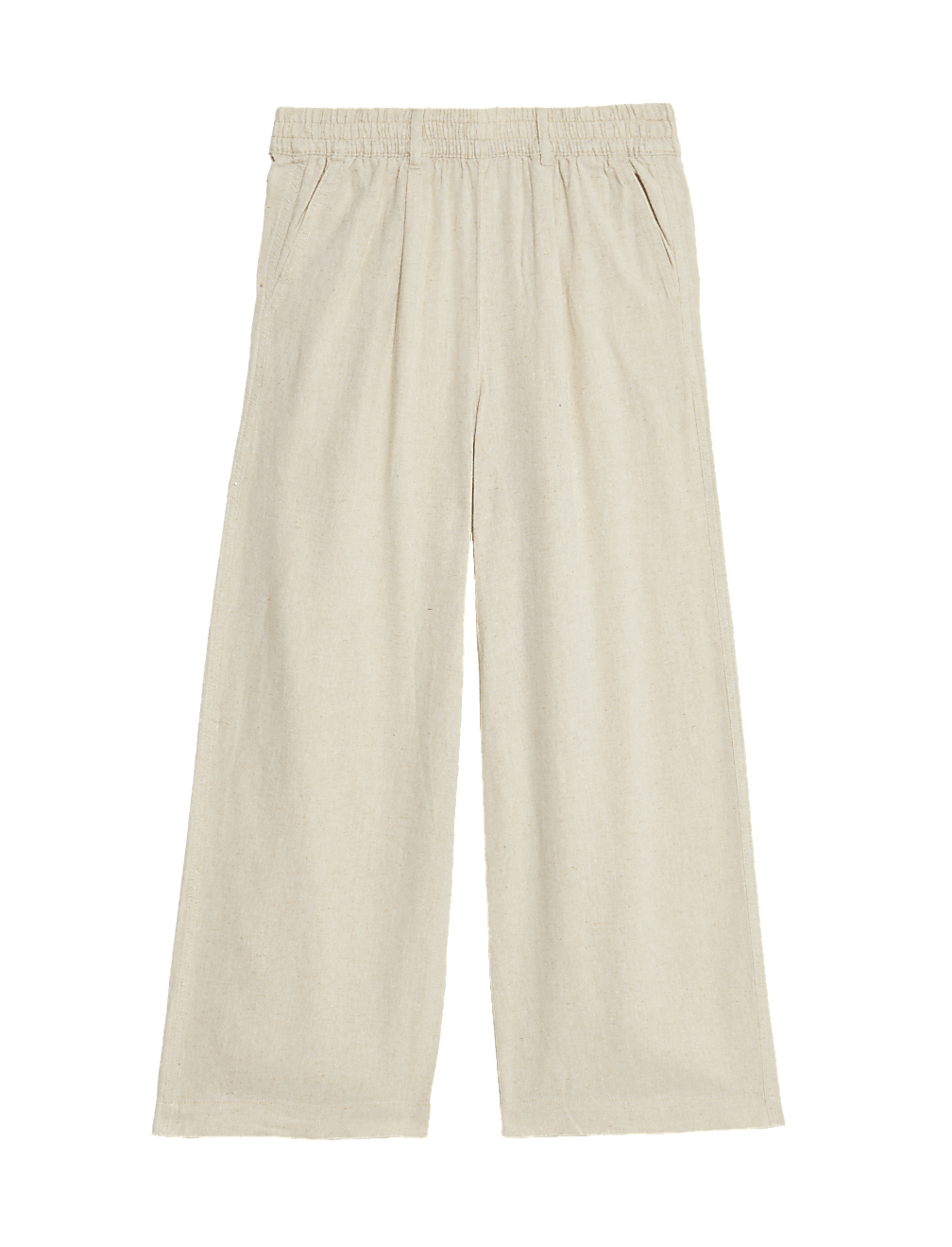 Linen Rich Wide Leg Cropped Trousers