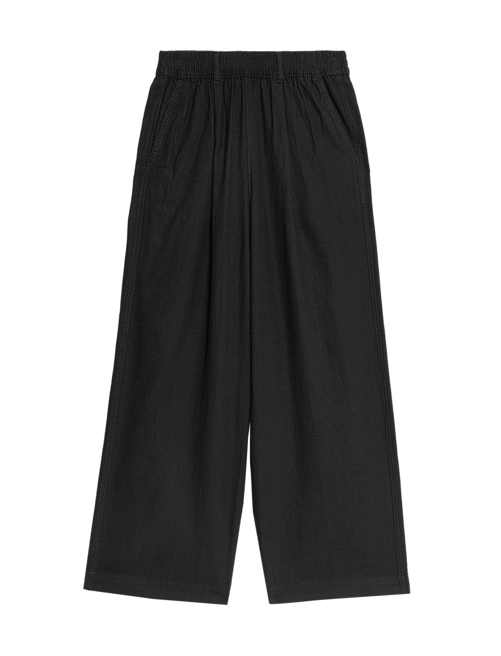 Linen Rich Wide Leg Cropped Trousers