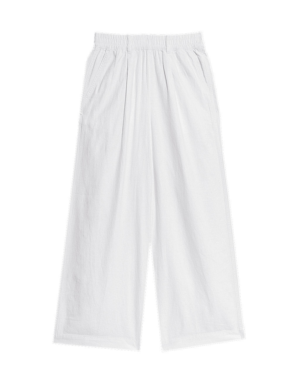 Linen Rich Wide Leg Cropped Trousers