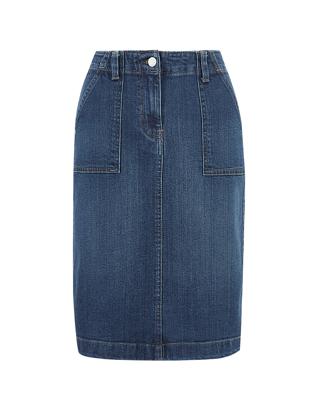Denim Utility Midi Skirt