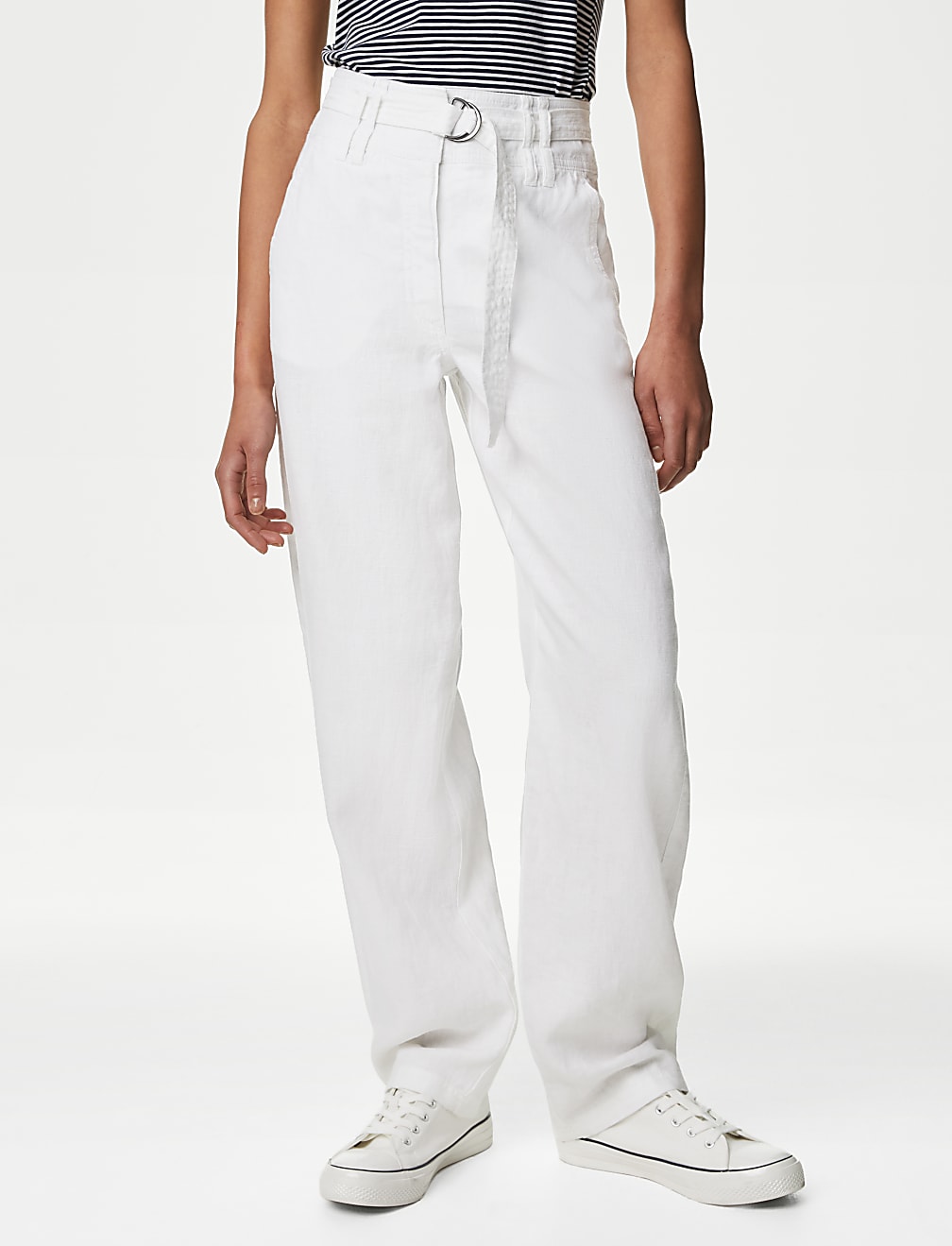 Pure Linen Straight Leg Trousers