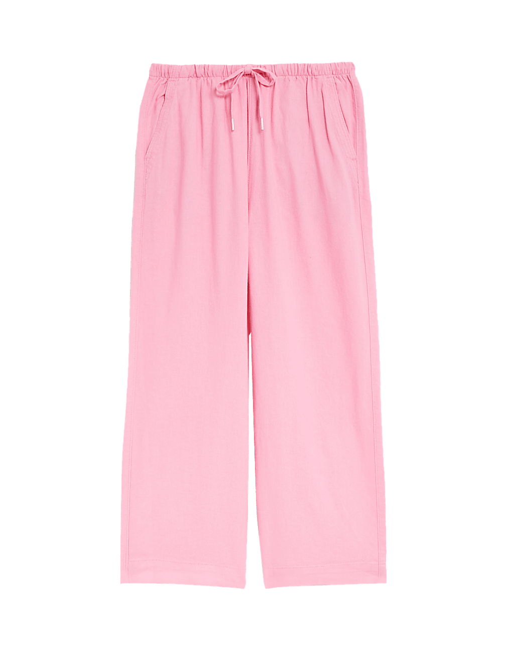 Linen Rich Wide Cropped Leg Trousers