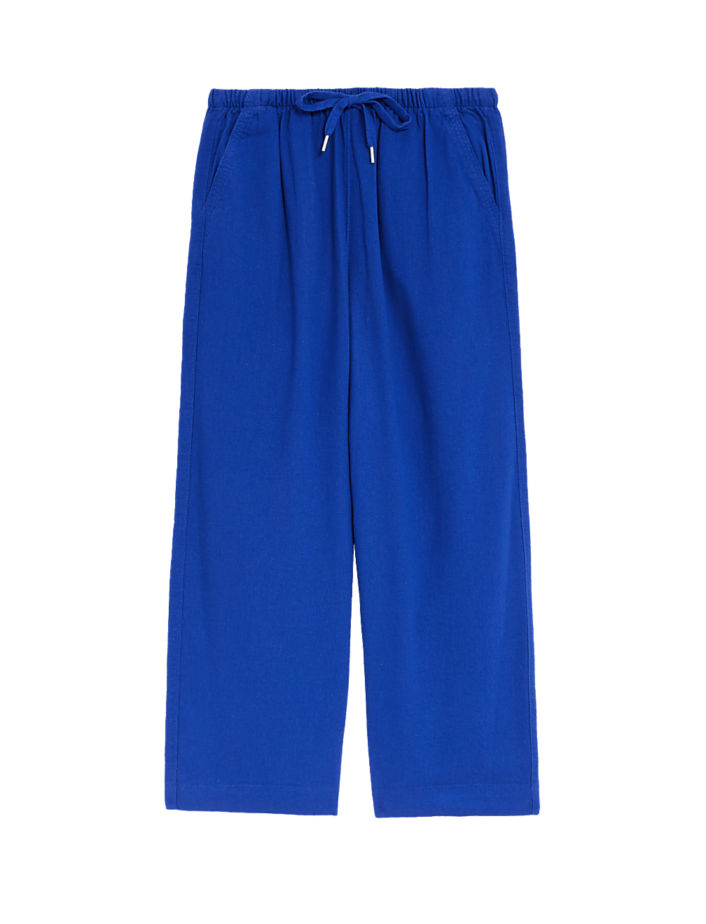 Linen Rich Wide Cropped Leg Trousers