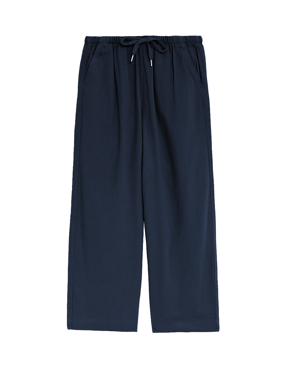 Linen Rich Wide Cropped Leg Trousers