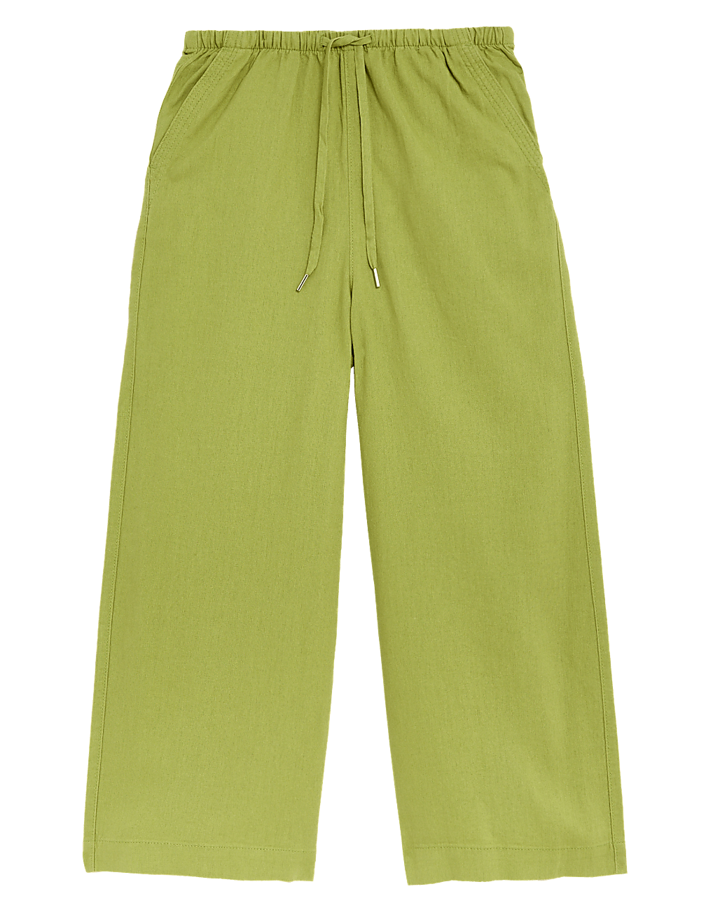 Linen Rich Wide Cropped Leg Trousers