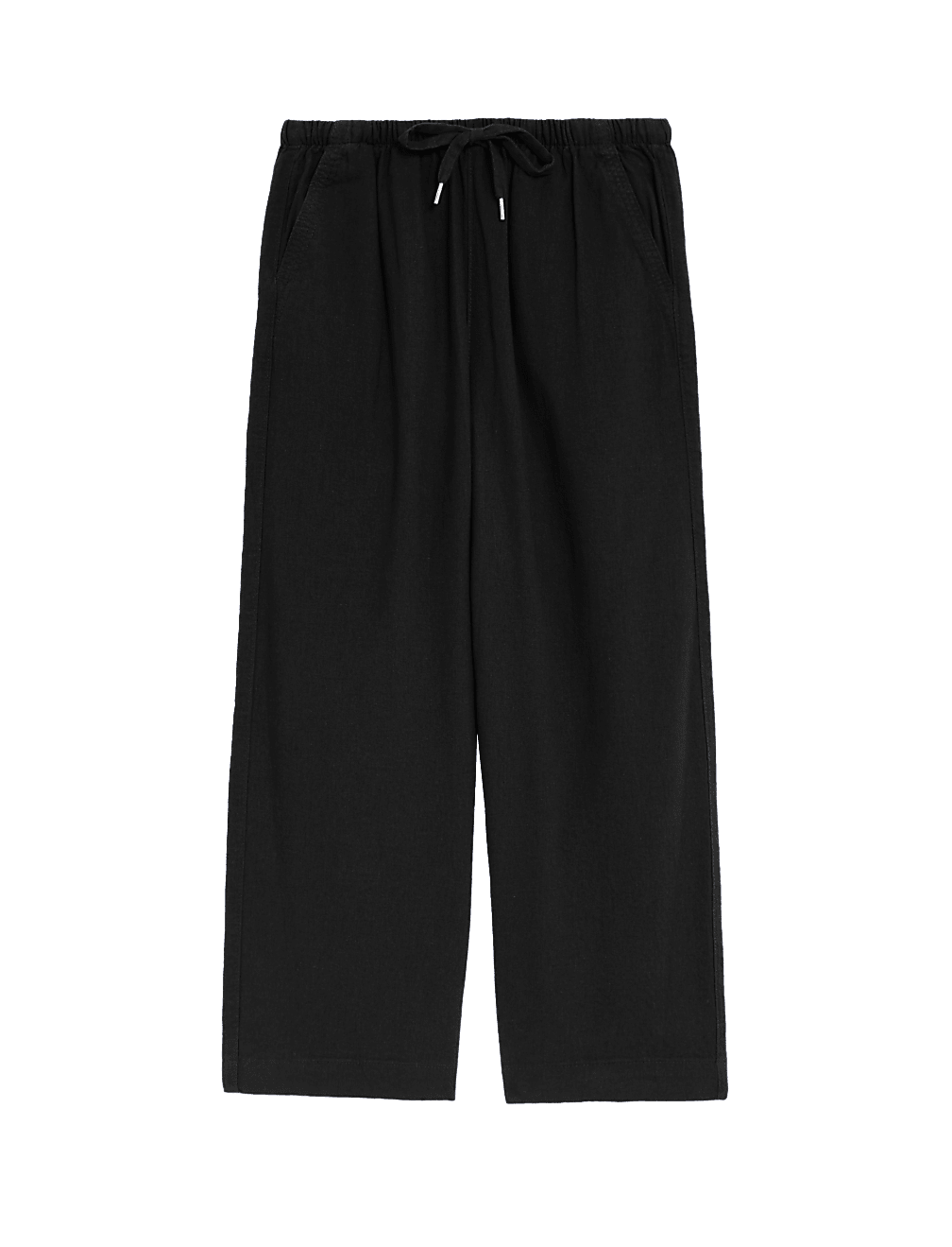 Linen Rich Wide Cropped Leg Trousers