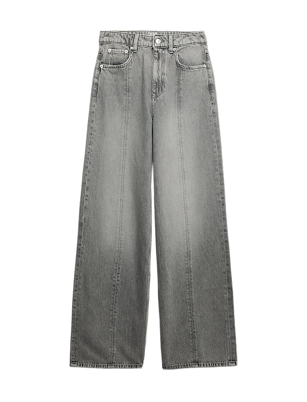 Mid Rise Seam Front Wide Leg Jeans