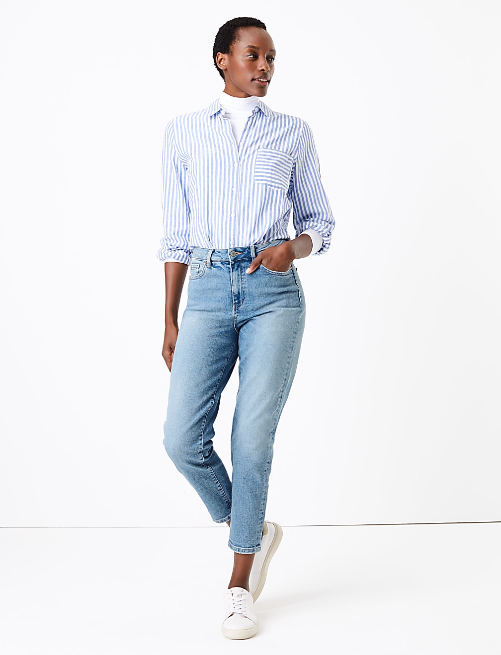Mom High Waist Ankle Grazer Jeans