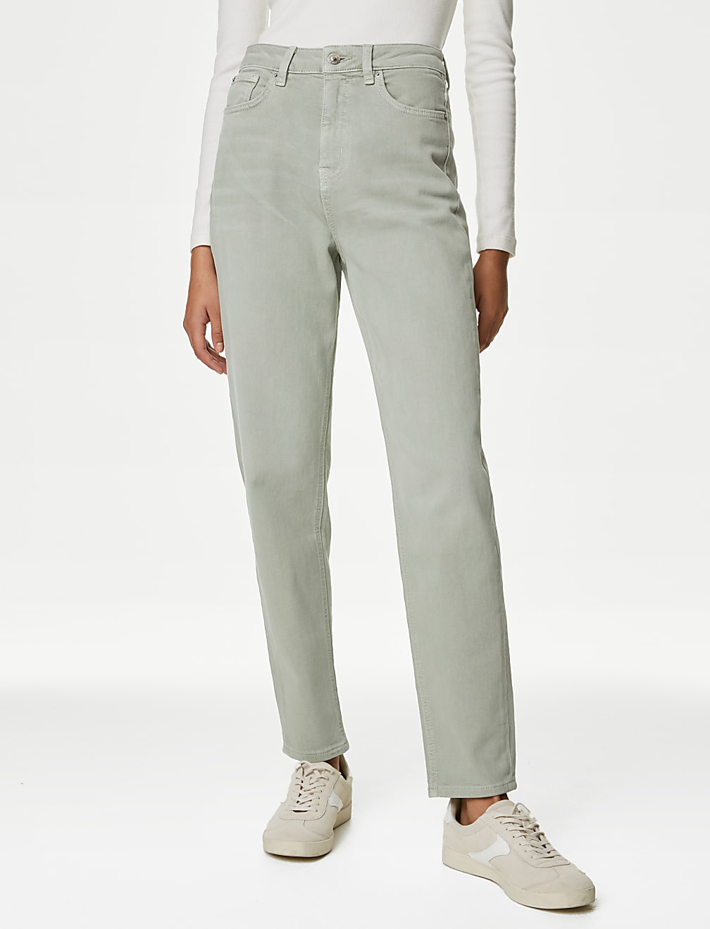 Mom High Waisted Tapered Ankle Grazer Jeans