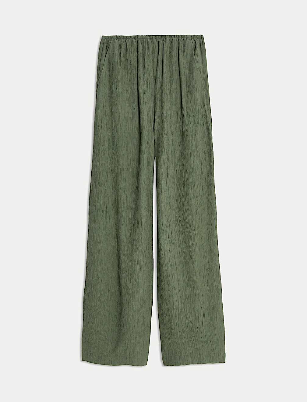 Viscose Rich Crinkle Elasticated Waist Wide Leg Trousers