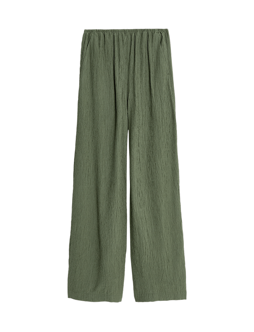 Viscose Rich Crinkle Elasticated Waist Wide Leg Trousers
