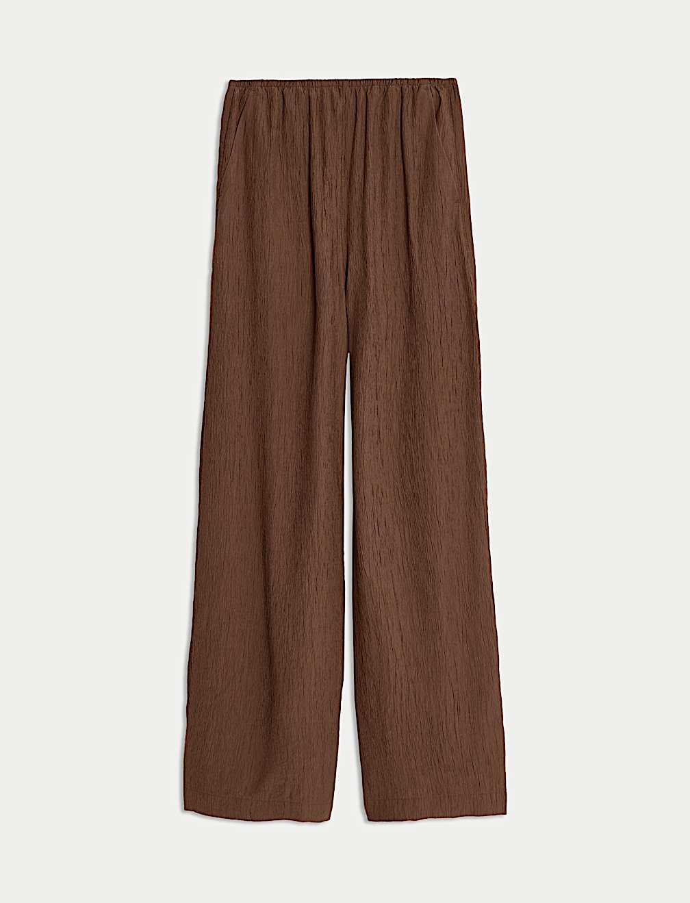 Viscose Rich Crinkle Elasticated Waist Wide Leg Trousers