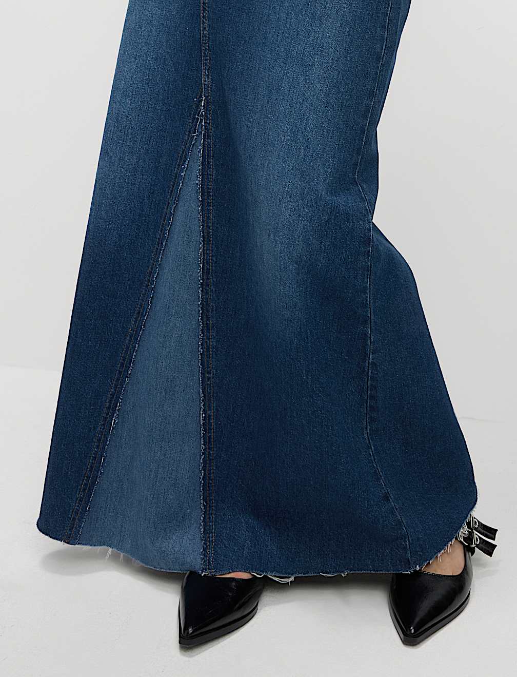 Pure Cotton Denim Maxi A-Line Skirt