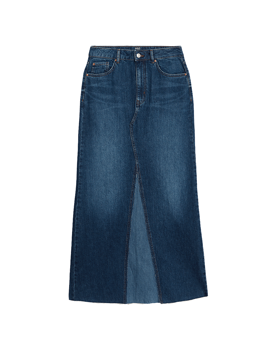 Pure Cotton Denim Maxi A-Line Skirt