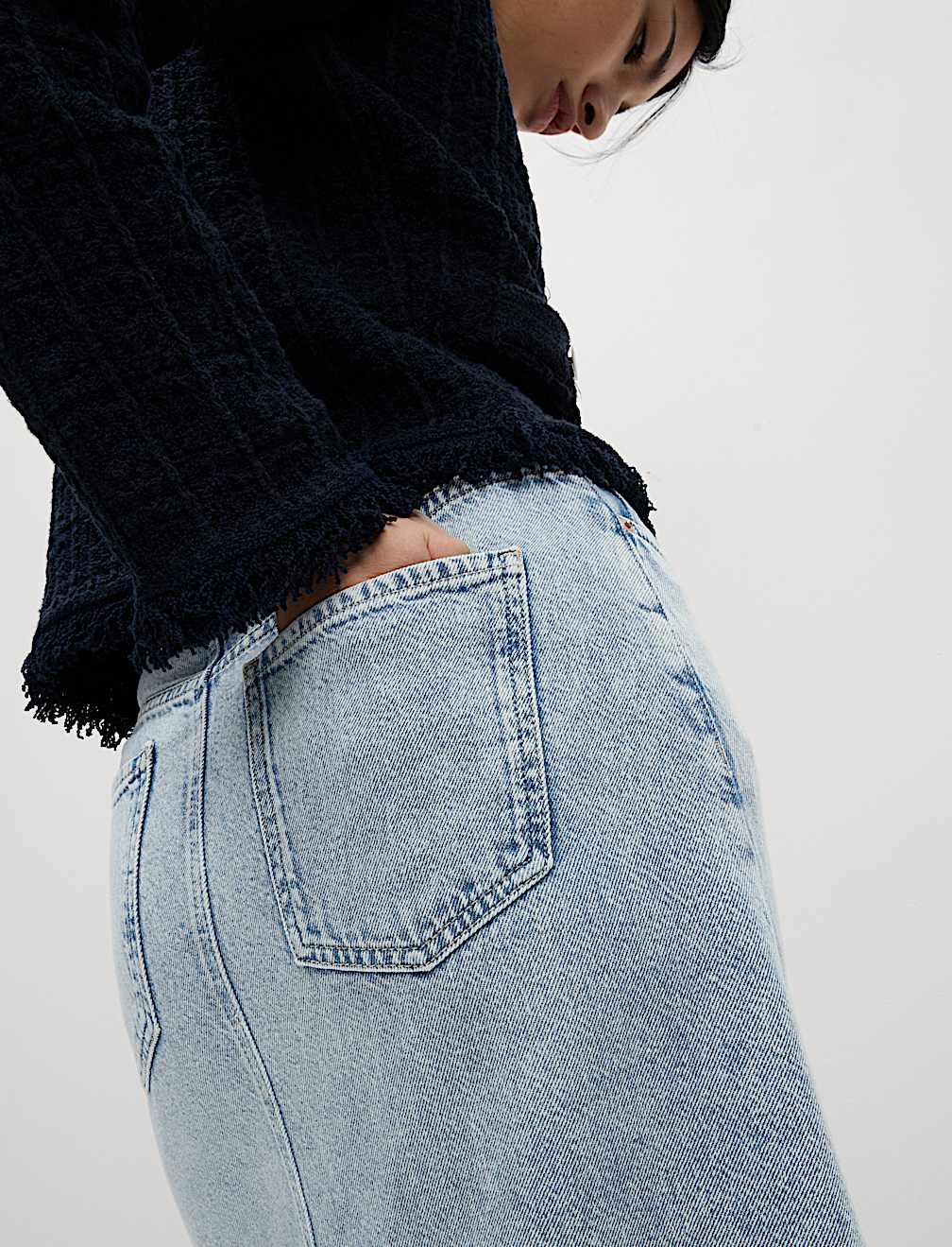 Denim Maxi A-Line Skirt