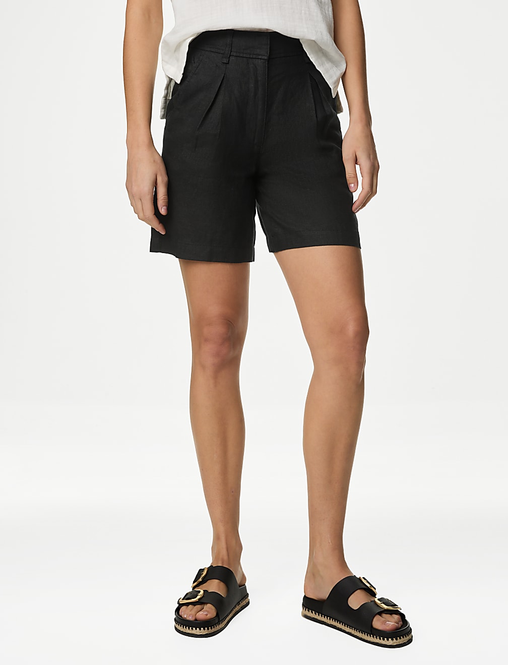 Pure Linen High Waisted Shorts