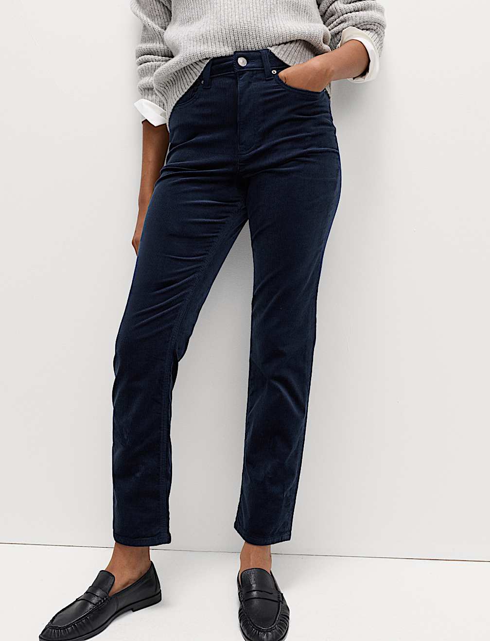 Cotton Rich Cord Straight Leg Trousers with Modal