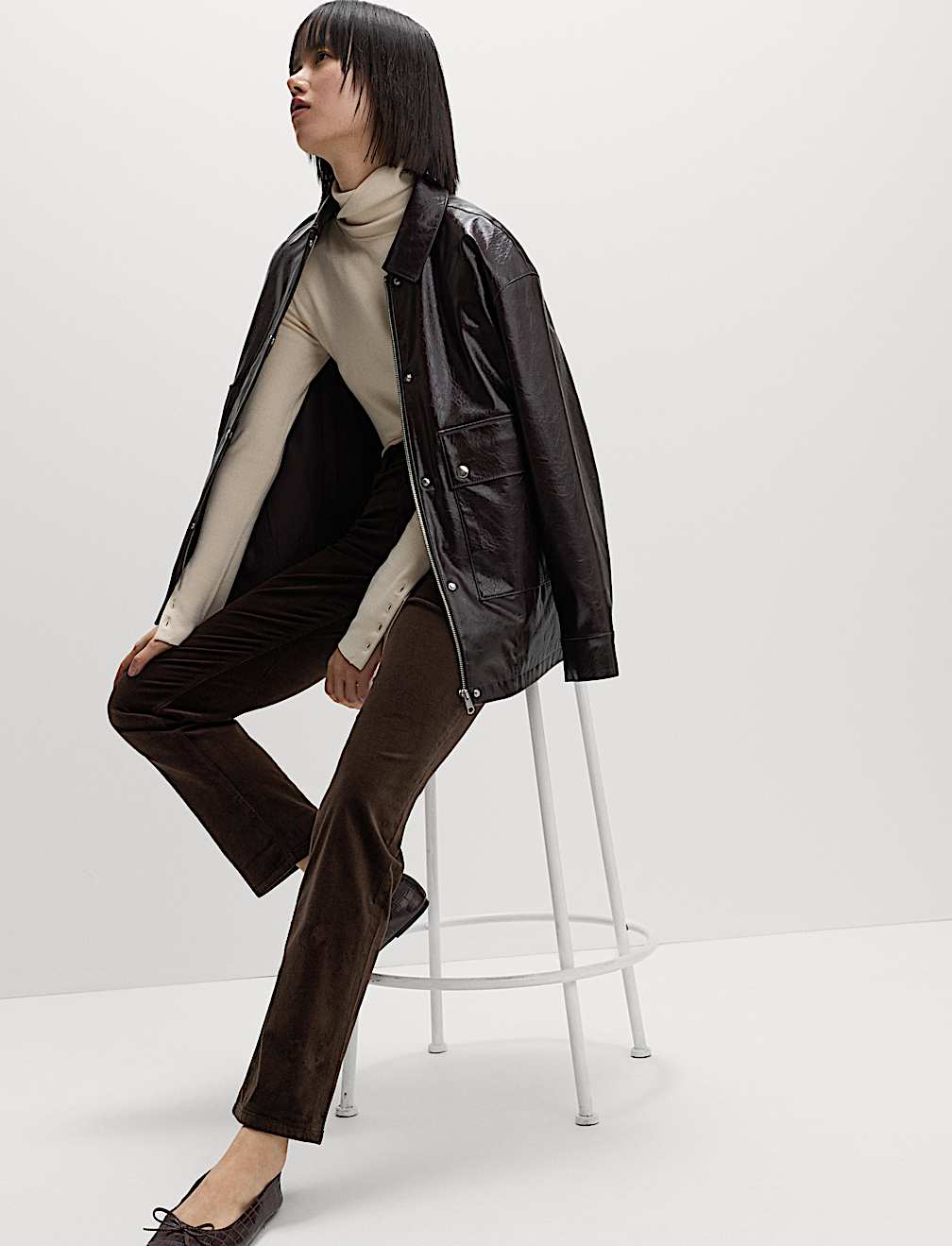 Cotton Rich Cord Straight Leg Trousers with Modal