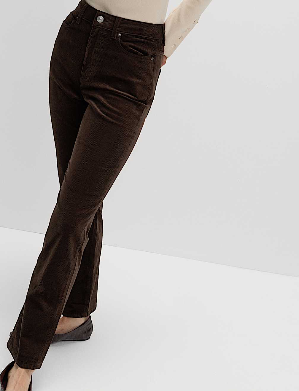 Cotton Rich Cord Straight Leg Trousers with Modal