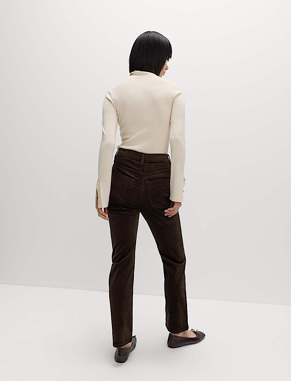 Cotton Rich Cord Straight Leg Trousers with Modal